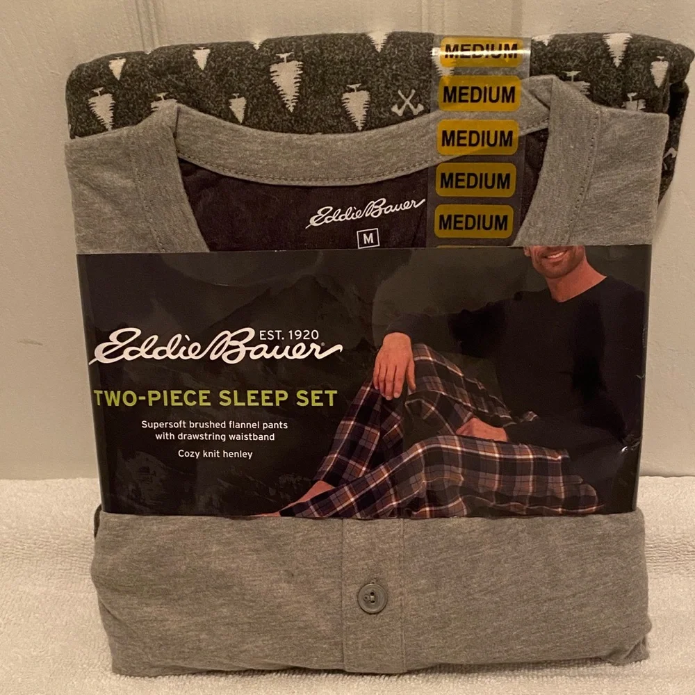 Eddie Bauer Light Heather Grey Two-Piece Sleep Set…size Medium - Picture 1 of 4